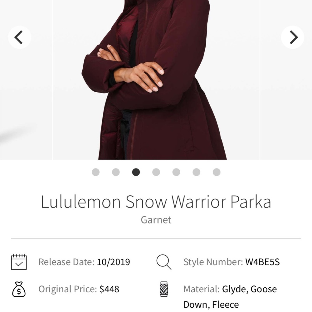 lululemon athletica snow warrior garnet  Puffer Jacket - Picture 4 of 9